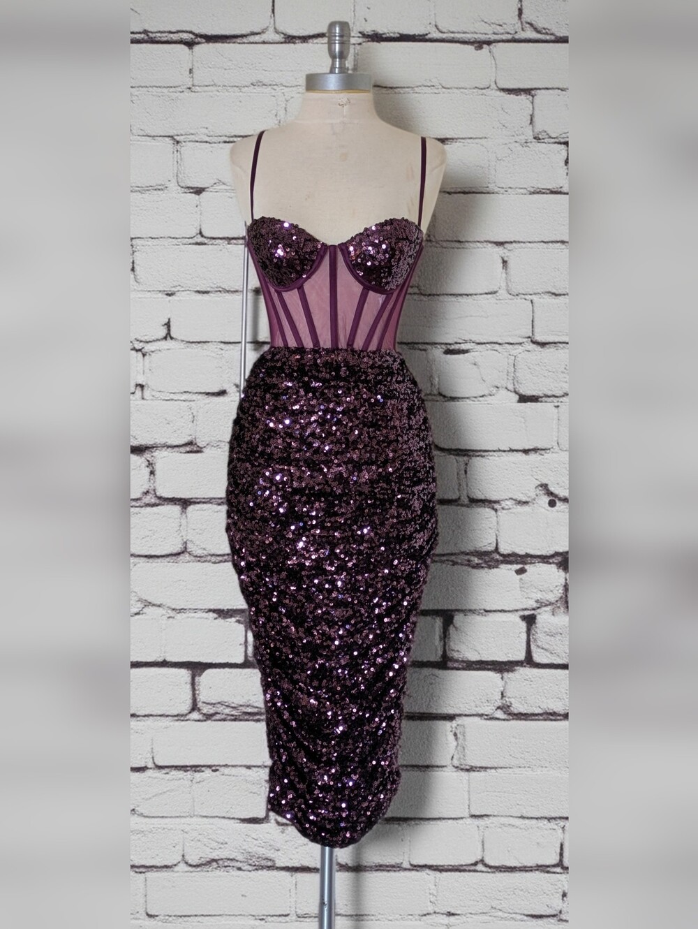 Layla Purple Sequin Corset Dress by Miss Circle In Sizes XXS & XS